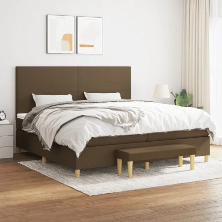 Boxspringbett mit dunkelbrauner Stoffmatratze 200x200 cm von , Betten und Lattenroste - Ref: Foro24-3137024, Preis: 740,54 €,...