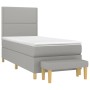 Box spring bed with light gray fabric mattress 90x200 cm by , Beds and slatted bases - Ref: Foro24-3137045, Price: 353,62 €, ...