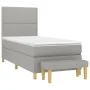 Box spring bed with light gray fabric mattress 90x200 cm by , Beds and slatted bases - Ref: Foro24-3137045, Price: 340,06 €, ...