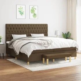 Box spring bed with dark brown fabric mattress 200x200 cm by , Beds and slatted bases - Ref: Foro24-3137424, Price: 805,46 €,...