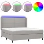 Box spring bed mattress and LED lights light gray fabric 160x200 cm by , Beds and slatted bases - Ref: Foro24-3138245, Price:...