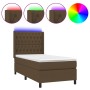 Box spring bed mattress LED lights dark brown fabric 100x200cm by , Beds and slatted bases - Ref: Foro24-3138536, Price: 398,...