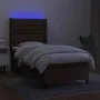 Box spring bed mattress LED lights dark brown fabric 100x200cm by , Beds and slatted bases - Ref: Foro24-3138536, Price: 407,...