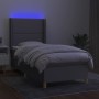 Box spring bed mattress and LED lights light gray fabric 80x200 cm by , Beds and slatted bases - Ref: Foro24-3138749, Price: ...