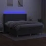 Box spring bed mattress and LED lights dark gray fabric 160x200 cm by , Beds and slatted bases - Ref: Foro24-3138806, Price: ...