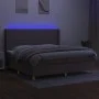 Box spring bed with mattress and LED lights taupe gray fabric 200x200 cm by , Beds and slatted bases - Ref: Foro24-3138825, P...