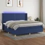 Box spring bed mattress and LED lights blue fabric 200x200 cm by , Beds and slatted bases - Ref: Foro24-3138827, Price: 635,8...