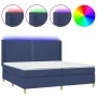 Box spring bed mattress and LED lights blue fabric 200x200 cm by , Beds and slatted bases - Ref: Foro24-3138827, Price: 635,8...