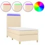 Box spring bed mattress and LED lights cream fabric 80x200 cm by , Beds and slatted bases - Ref: Foro24-3135234, Price: 349,7...