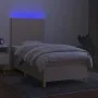 Box spring bed mattress and LED lights cream fabric 80x200 cm by , Beds and slatted bases - Ref: Foro24-3135234, Price: 349,7...