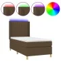 Box spring bed mattress LED lights dark brown fabric 100x200cm by , Beds and slatted bases - Ref: Foro24-3139016, Price: 377,...