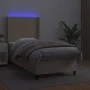Box spring bed LED mattress cappuccino synthetic leather 80x200 cm by , Beds and slatted bases - Ref: Foro24-3139234, Price: ...