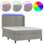 Boxspringbett mit Matratze und hellgrauem LED-Samt 140x200 cm von , Betten und Lattenroste - Ref: Foro24-3139505, Preis: 483,...