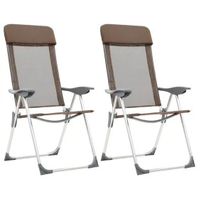 Folding camping chairs 2 units brown aluminum by vidaXL, camping furniture - Ref: Foro24-44310, Price: 132,28 €, Discount: %