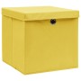 Cajas de almacenaje con tapas 10 uds amarillo 28x28x28 cm en Cestas para almacenaje | Comprar online en Foro24