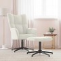 Sillón de relax con taburete terciopelo blanco crema en Sillones | Comprar online en Foro24