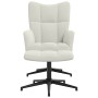 Sillón de relax con taburete terciopelo blanco crema en Sillones | Comprar online en Foro24