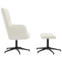 Sillón de relax con taburete terciopelo blanco crema en Sillones | Comprar online en Foro24