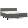 Box spring bed with dark gray velvet mattress 160x200 cm by , Beds and slatted bases - Ref: Foro24-3141252, Price: 487,38 €, ...