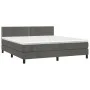 Box spring bed with dark gray velvet mattress 160x200 cm by , Beds and slatted bases - Ref: Foro24-3141252, Price: 487,38 €, ...