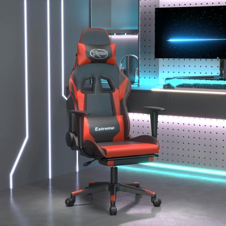 Silla gaming de masaje y reposapiés cuero sintético negro rojo en Sillas gaming | Comprar online en Foro24