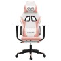 Silla gaming masaje y reposapiés cuero sintético blanco y rosa en Sillas gaming | Comprar online en Foro24