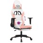 Silla gaming masaje y reposapiés cuero sintético blanco y rosa en Sillas gaming | Comprar online en Foro24