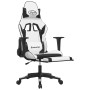 Silla gaming masaje y reposapiés cuero sintético negro blanco en Sillas gaming | Comprar online en Foro24