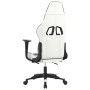 Silla gaming masaje y reposapiés cuero sintético negro blanco en Sillas gaming | Comprar online en Foro24