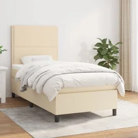 Box spring bed with cream fabric mattress 100x200 cm by , Beds and slatted bases - Ref: Foro24-3141678, Price: 328,18 €, Disc...