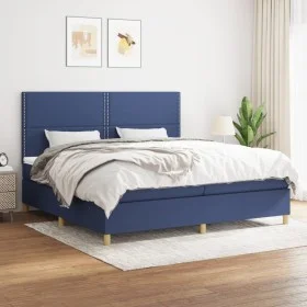 Box spring bed with blue fabric mattress 200x200 cm by , Beds and slatted bases - Ref: Foro24-3142287, Price: 611,39 €, Disco...