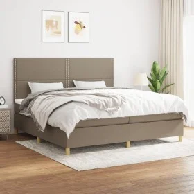 Box spring bed with taupe gray fabric mattress 200x200 cm by , Beds and slatted bases - Ref: Foro24-3142285, Price: 686,57 €,...