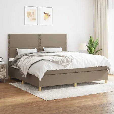 Box spring bed with taupe gray fabric mattress 200x200 cm by , Beds and slatted bases - Ref: Foro24-3142285, Price: 686,57 €,...