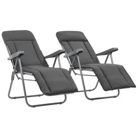 Klappbare Gartenstühle mit Kissen 2 Einheiten grau von vidaXL, Gartenstühle - Ref: Foro24-44320, Preis: 198,40 €, Rabatt: %