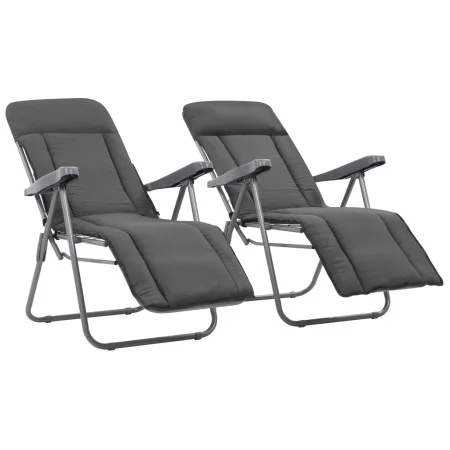 Folding garden chairs with cushion 2 units gray by vidaXL, Garden chairs - Ref: Foro24-44320, Price: 198,40 €, Discount: %