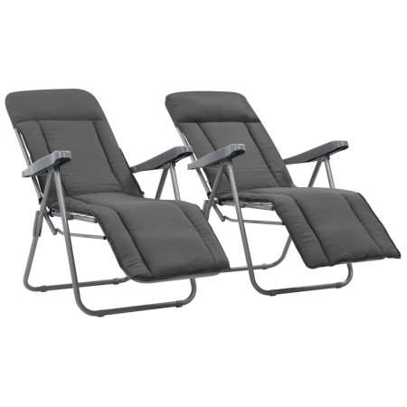 Klappbare Gartenstühle mit Kissen 2 Einheiten grau von vidaXL, Gartenstühle - Ref: Foro24-44320, Preis: 202,43 €, Rabatt: %