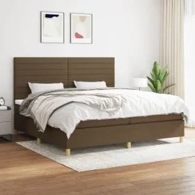 Cama box spring con colchón tela marrón oscuro 200x200 cm de , Camas y somieres - Ref: Foro24-3142444, Precio: 648,52 €, Desc...