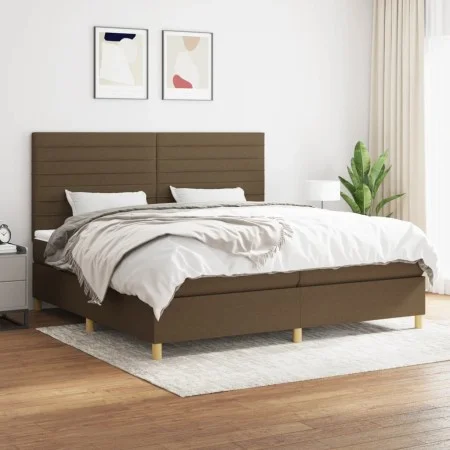 Box spring bed with dark brown fabric mattress 200x200 cm by , Beds and slatted bases - Ref: Foro24-3142444, Price: 648,52 €,...