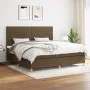 Box spring bed with dark brown fabric mattress 200x200 cm by , Beds and slatted bases - Ref: Foro24-3142444, Price: 648,52 €,...