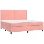 Box spring bed with pink velvet mattress 200x200 cm by , Beds and slatted bases - Ref: Foro24-3142988, Price: 567,43 €, Disco...