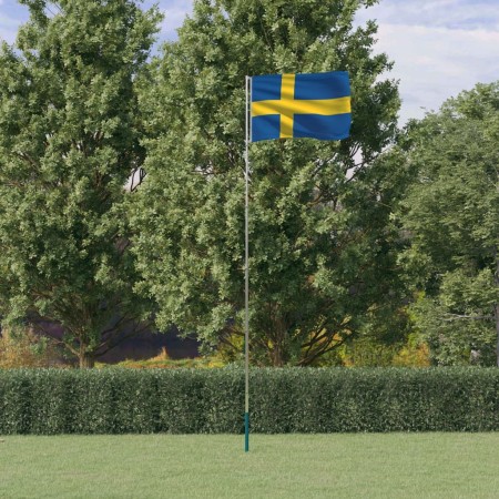 Aluminiumflagge und Mast von Schweden 5,55 m von , Fahnen und Windsäcke - Ref: Foro24-3147142, Preis: 66,48 €, Rabatt: %