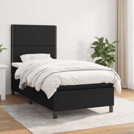 Box spring bed with black fabric mattress 90x190 cm by , Beds and slatted bases - Ref: Foro24-3141659, Price: 301,37 €, Disco...