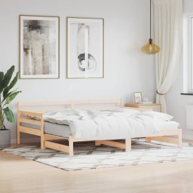Ausziehbares Schlafsofa aus massivem Kiefernholz, 90 x 200 cm von , Betten und Lattenroste - Ref: Foro24-836147, Preis: 157,5...