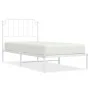 Metal bed frame with white headboard 90x200 cm by , Beds and slatted bases - Ref: Foro24-373929, Price: 60,98 €, Discount: %