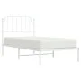Metal bed frame with white headboard 90x200 cm by , Beds and slatted bases - Ref: Foro24-373929, Price: 60,98 €, Discount: %
