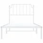 Metal bed frame with white headboard 90x200 cm by , Beds and slatted bases - Ref: Foro24-373929, Price: 60,98 €, Discount: %