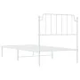Metal bed frame with white headboard 90x200 cm by , Beds and slatted bases - Ref: Foro24-373929, Price: 60,98 €, Discount: %