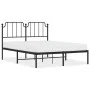 Bed frame with black metal headboard 135x190 cm by , Beds and slatted bases - Ref: Foro24-373886, Price: 92,89 €, Discount: %