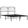 Bed frame with black metal headboard 135x190 cm by , Beds and slatted bases - Ref: Foro24-373886, Price: 92,89 €, Discount: %