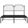 Bed frame with black metal headboard 135x190 cm by , Beds and slatted bases - Ref: Foro24-373886, Price: 92,89 €, Discount: %
